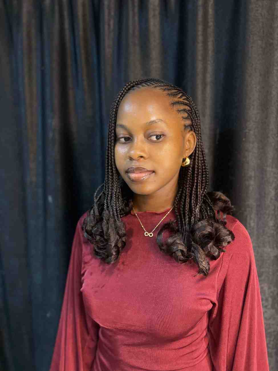 Knotless Braids with Curled Ends